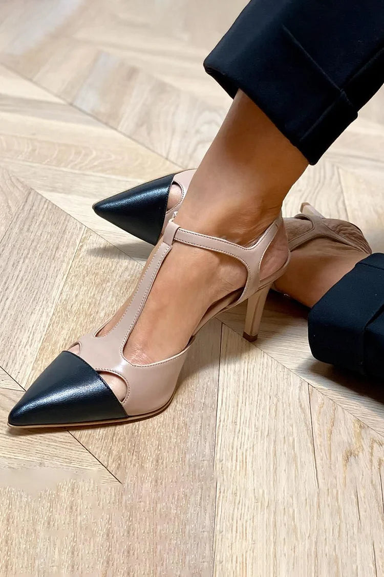 Helena - Eleganti décolleté bicolore con cinturino