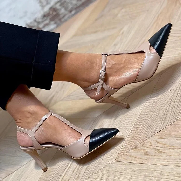 Helena - Eleganti décolleté bicolore con cinturino