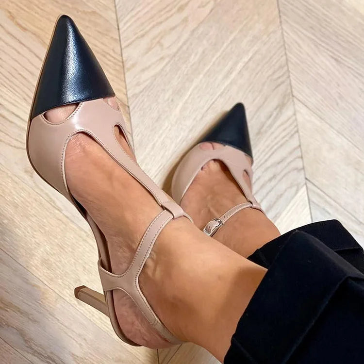 Helena - Eleganti décolleté bicolore con cinturino
