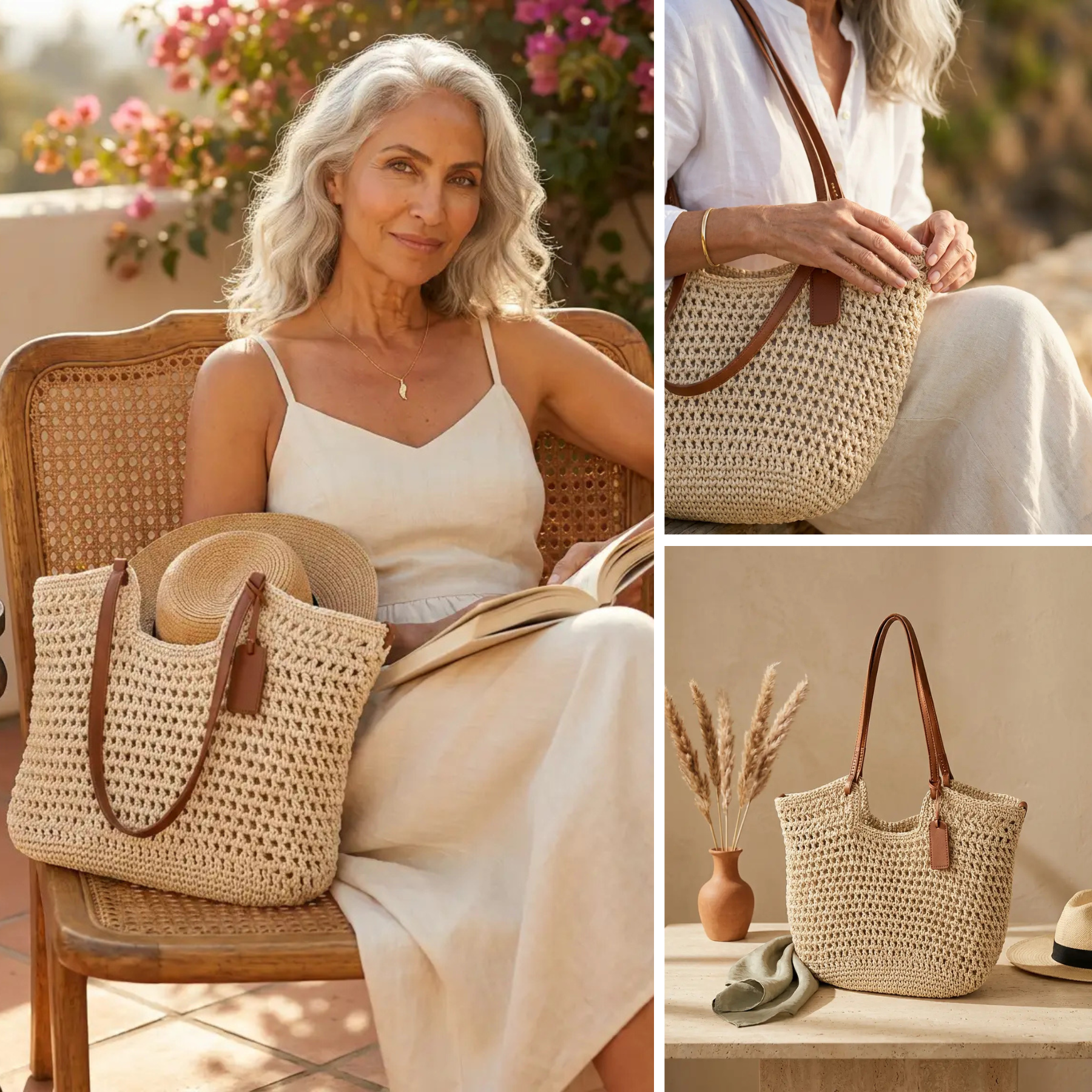 Gioia | Borsa Shopper Intrecciata a Mano all'Uncinetto