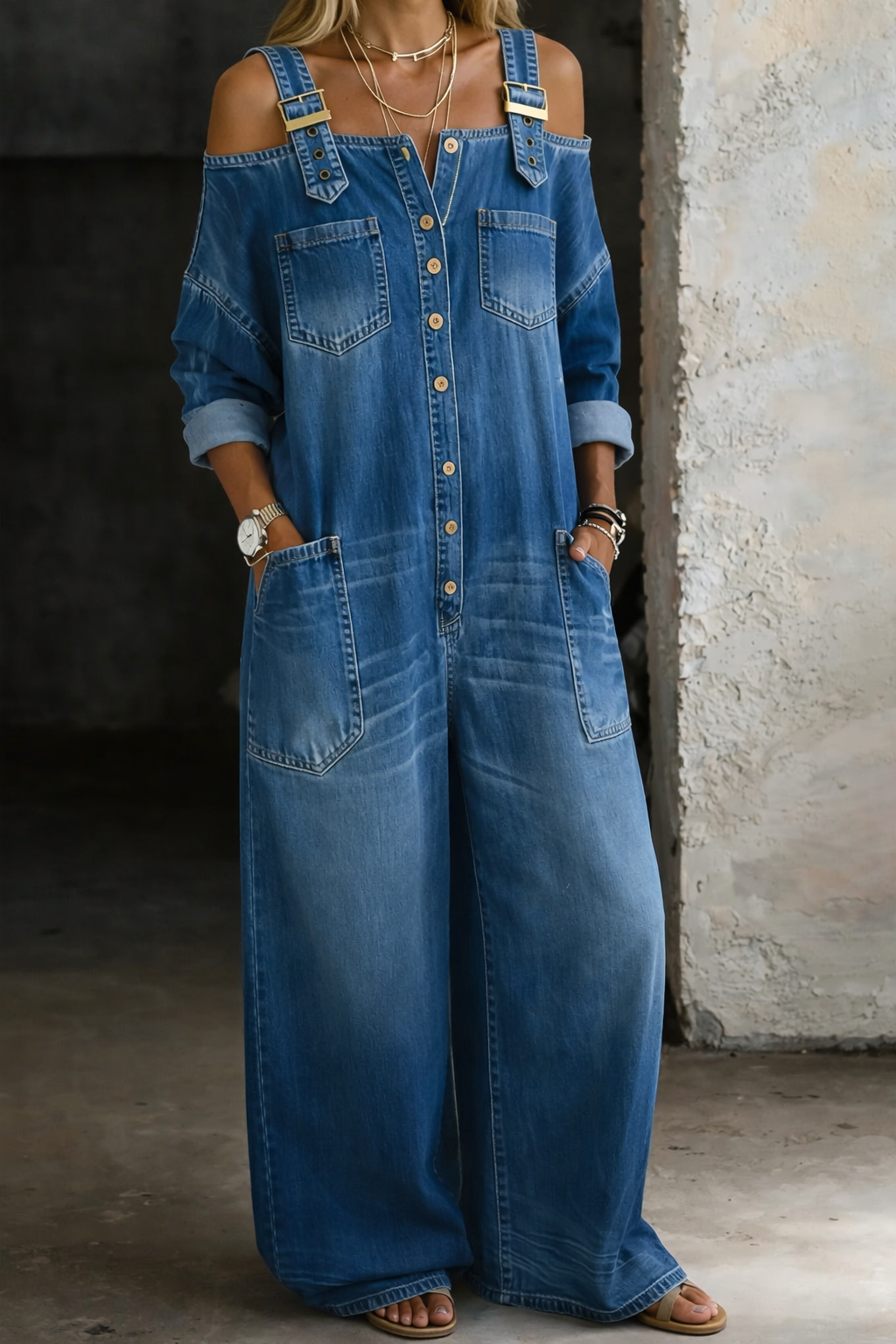 ✨ Sophia™ | Tuta in Denim con Spalle Scoperte ✨
