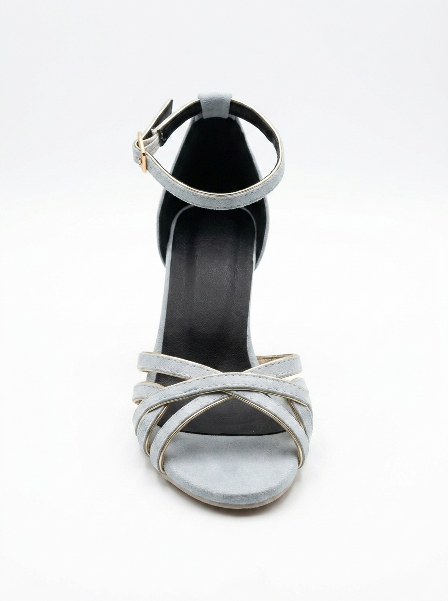 Tacchi scamosciati metallizzati Verde e Oro con cinturini