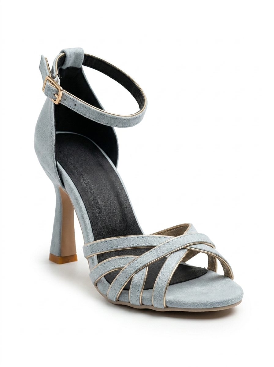 Tacchi scamosciati metallizzati Verde e Oro con cinturini